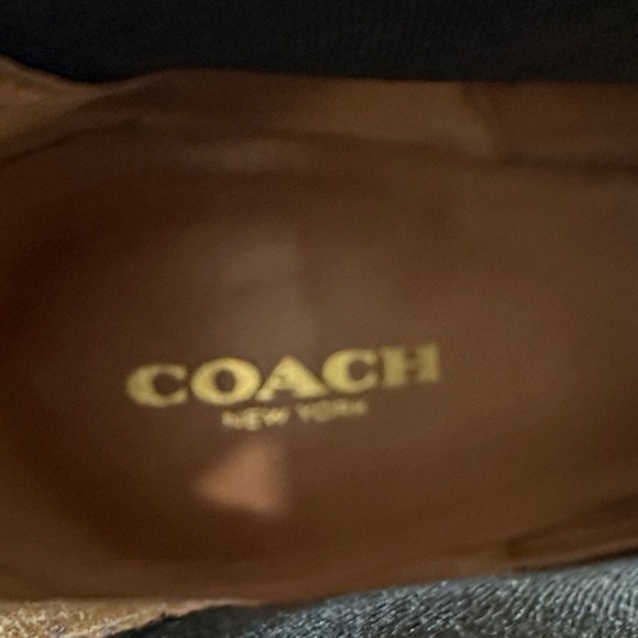 Coach Adrianna Leather Black Peep-Toe Heeled Ankle Pull On Boots Women’s 7.5 B - Picture 11 of 12